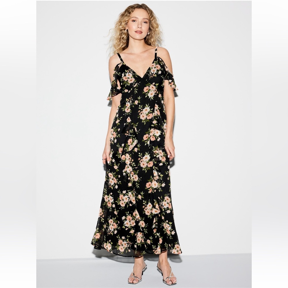 Old Navy The Occasion Off Shoulder Chiffon Ruffle Maxi Dress, NWT, Retails $60